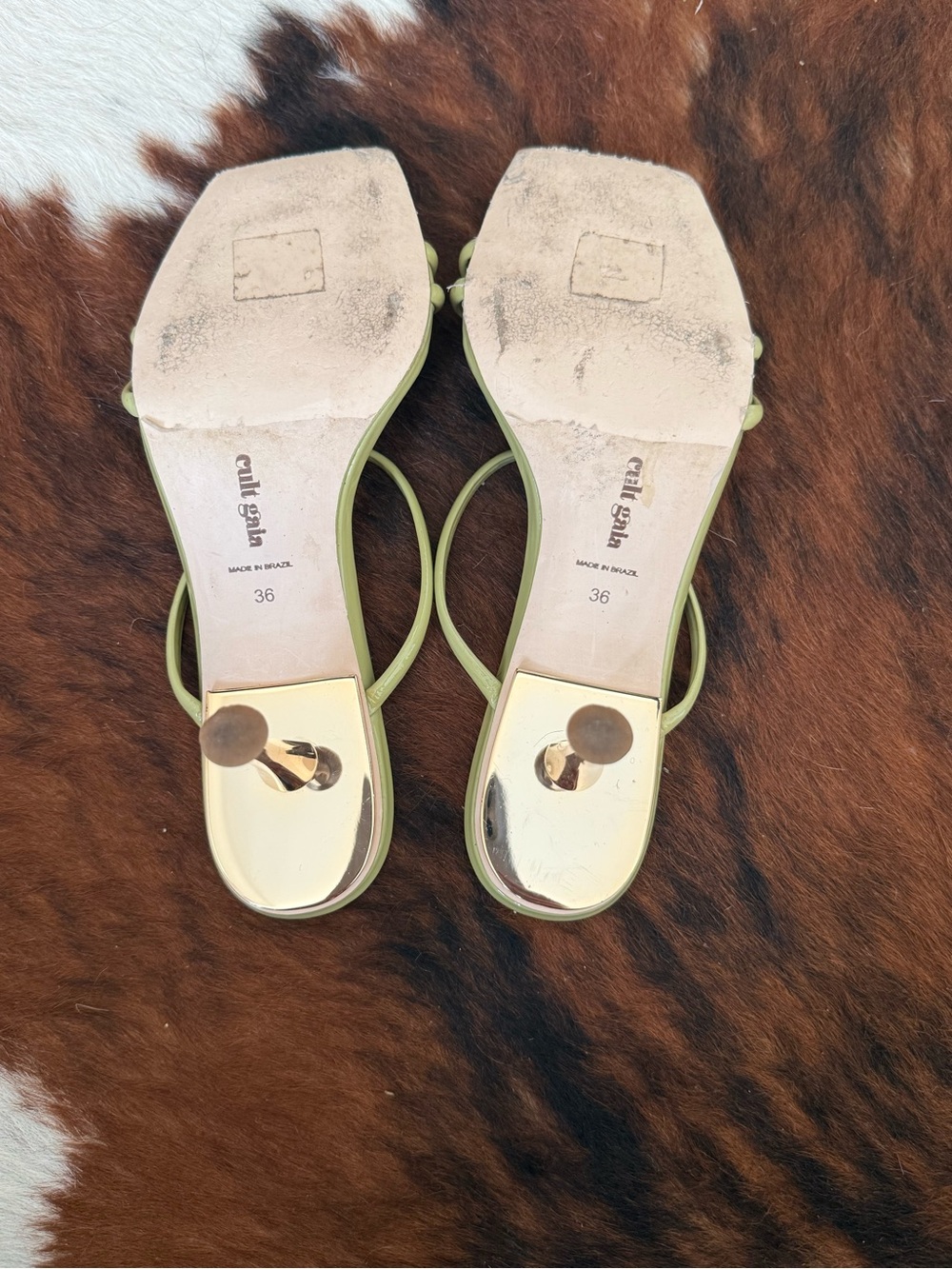 Cult Gaia Green Strappy Square-Toe Heels - Picture 3 of 3
